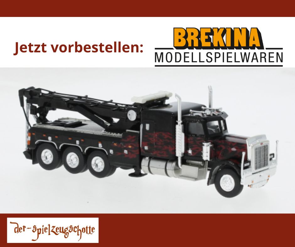 Peterbilt 359 Abschlepper schwarz Flames - Brekina 86278