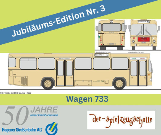 MAN SL 200 Hagener Straßenbahn 733 - ohne Werbung - Rietze Sondermodell