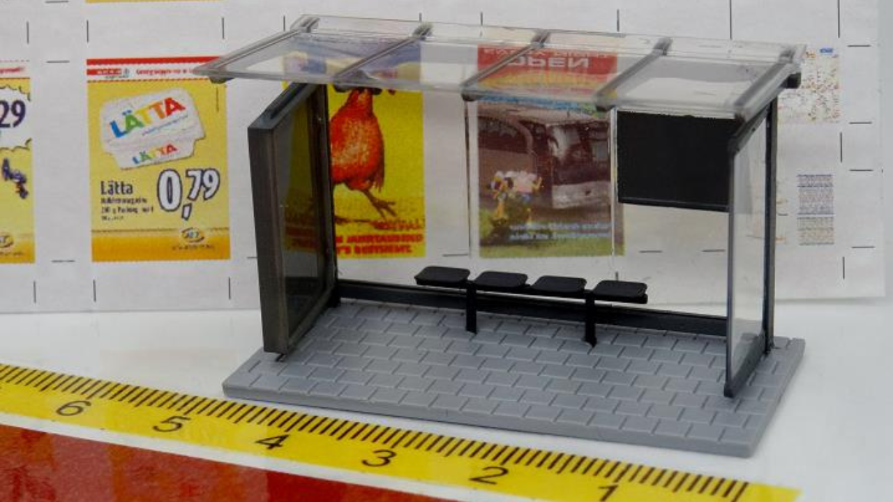 Rietze Zubehör: Bushaltestelle Unterstand Haltestelle Wartehaus - 70205