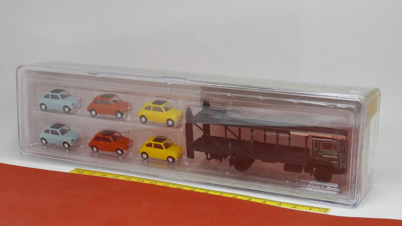 Fiat 642 Autotransporter mit 6 Fiat 500 - Brekina 58482