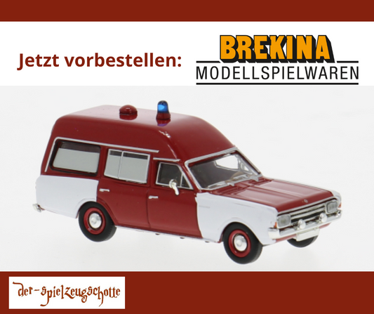 Opel Rekord C KTW Feuerwehr - Brekina 20675