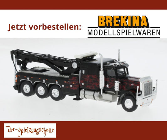 Peterbilt 359 Abschlepper schwarz Flames - Brekina 86278