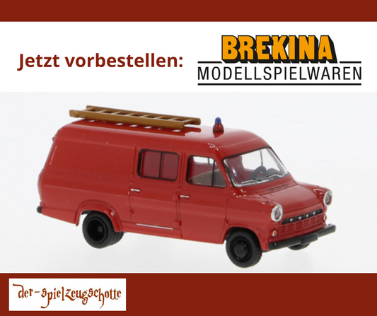 Ford Transit Mk 1 Feuerwehr rot/schwarz - Brekina 34160
