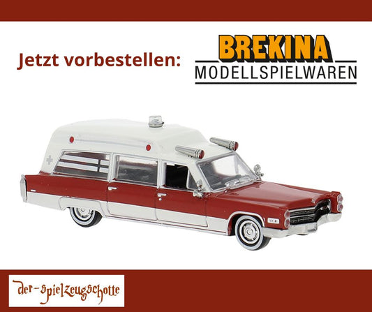 Cadillac Meteor Ambulance 1966 rot weiß - Brekina 19776