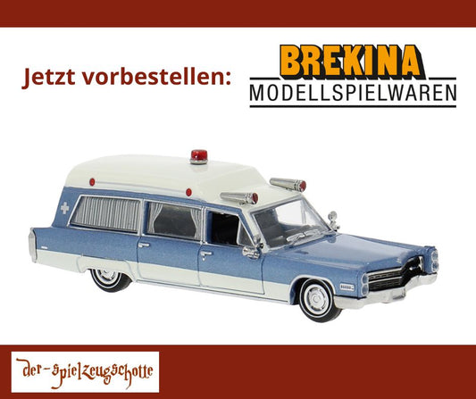 Cadillac Meteor Ambulance 1966 blau weiß - Brekina 19777