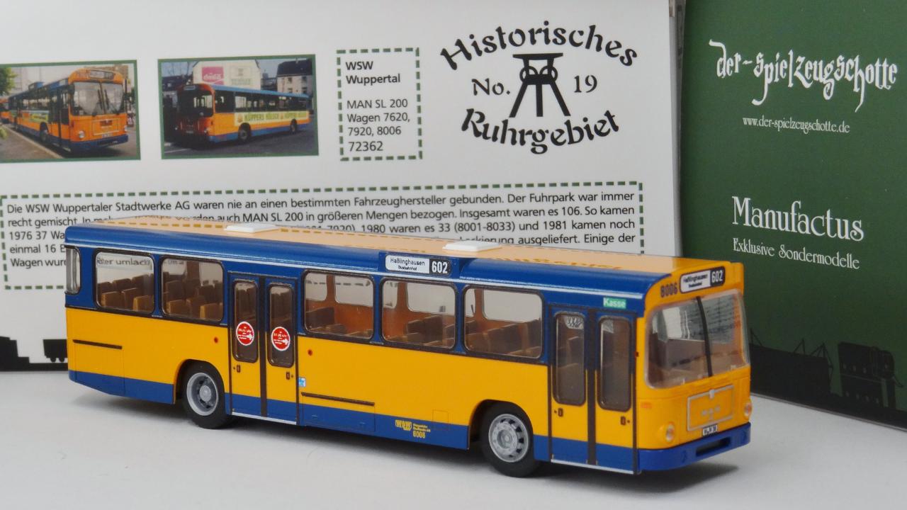 MAN SL 200 WSW Wuppertal 8006 ohne Werbung - Rietze Sondermodell