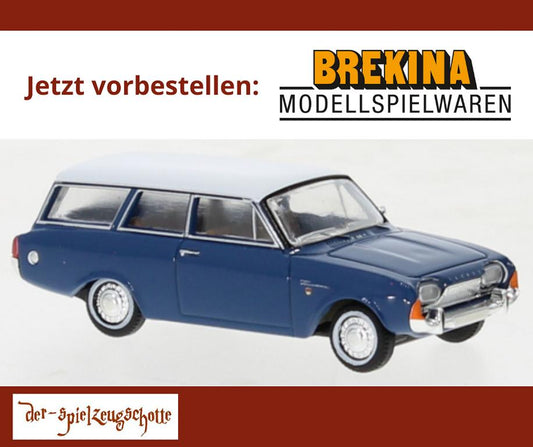 Ford Taunus P3 Tunier 1964 dunkelblau weiß - Brekina 19479