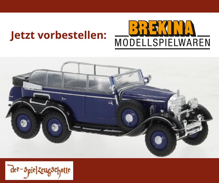 Mercedes  G4 1938 mit Seitenscheiben blau - Brekina 21077