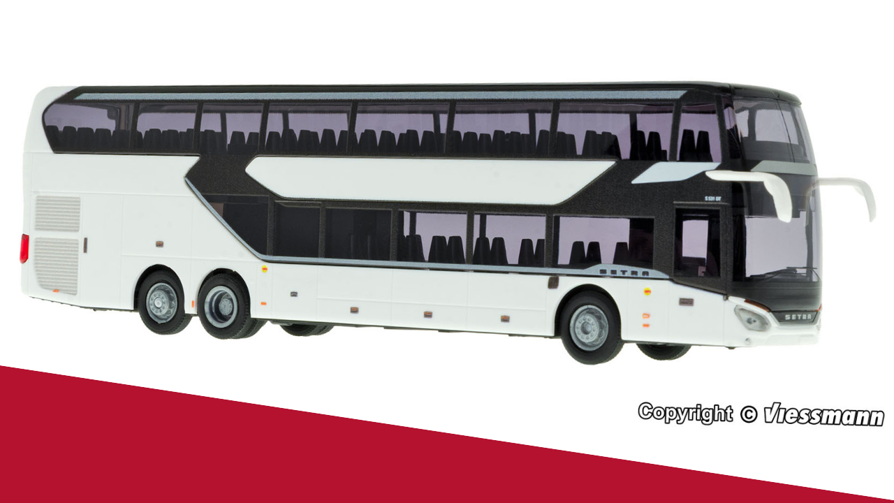 Setra S 531 DT weiß - Bausatz bedruckt - Viessmann Kibri AWM 11233