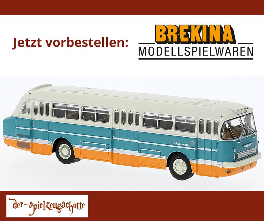 Ikarus 66 3-türig Stadtbus weiß türkis orange - Brekina 59576