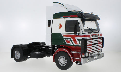 Scania 143 Topline Zugmaschine grün rot Bilspedition 1:18 - MCG 18239