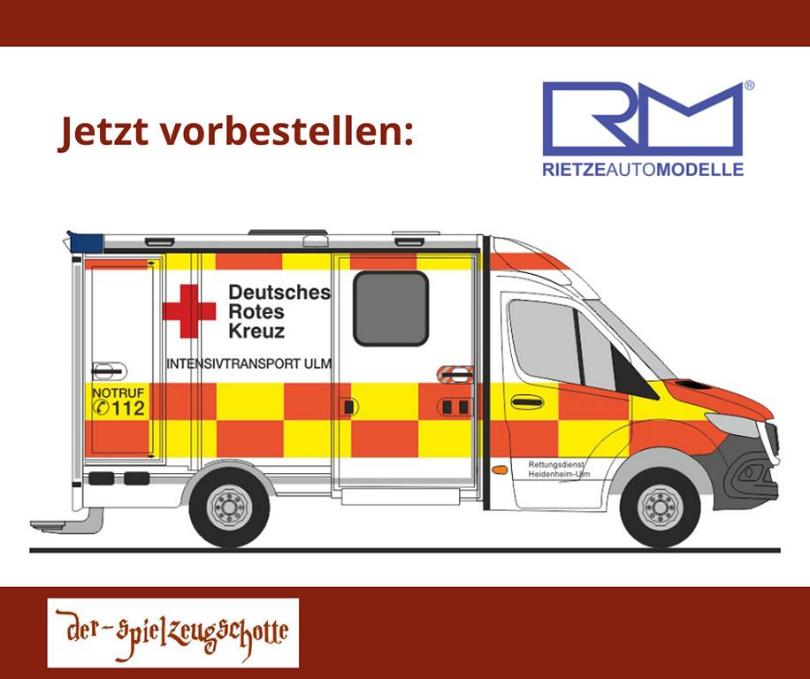 MB Sprinter Strobel RTW DRK Ulm Intensivtransport - Rietze 76183